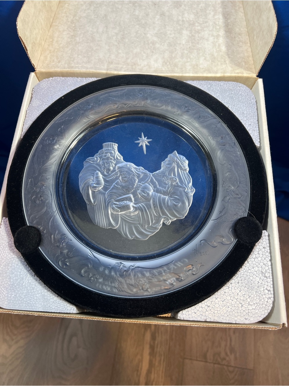 Etched Glass Nativity Collector Plate - Clear